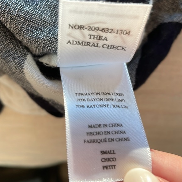 Rails Thea Admiral Check Tie Button Shirt Sz S - Picture 6 of 6